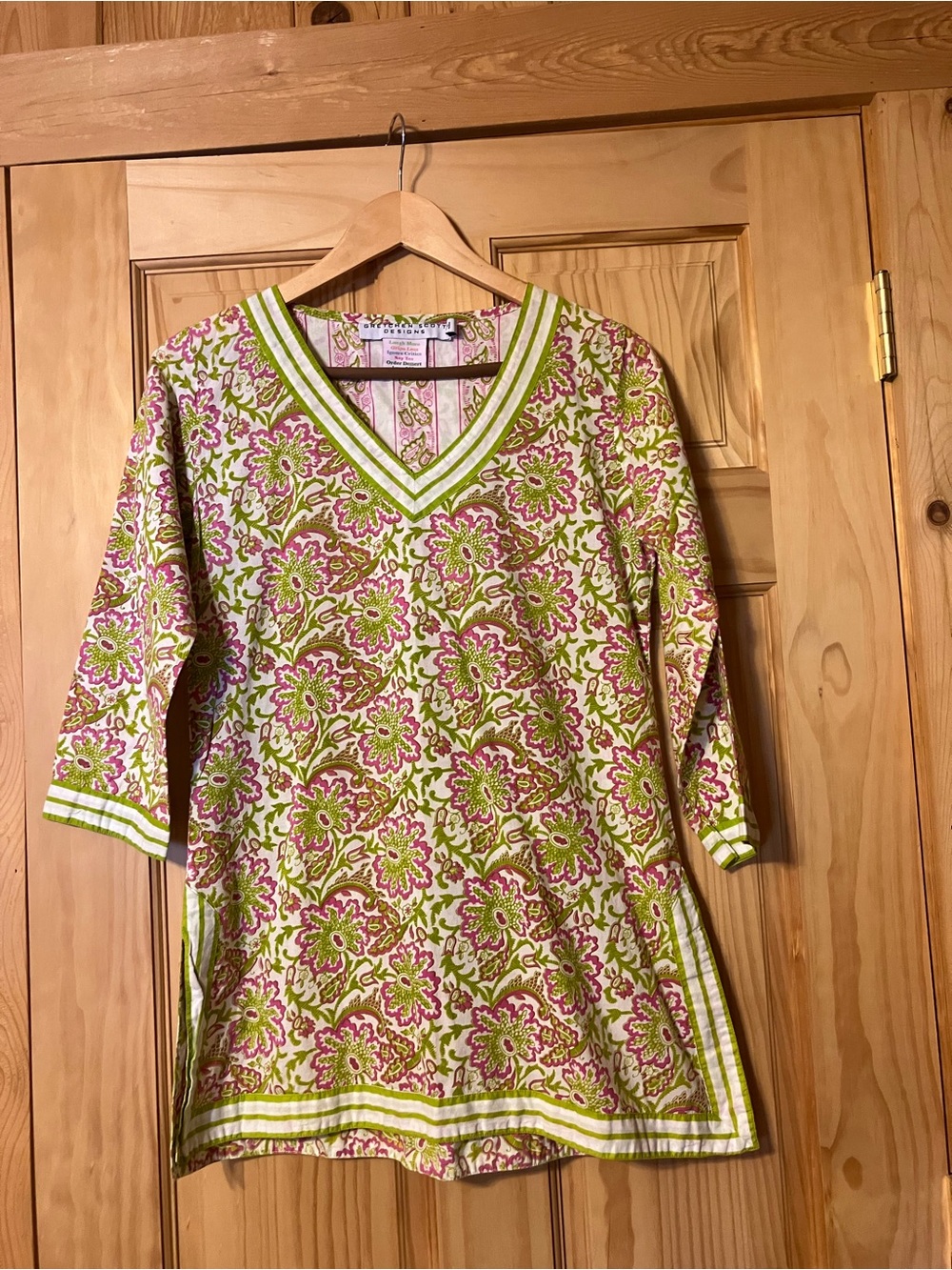 Gretchen Scott Designs Pink and Green Paisley Tunic